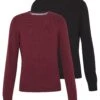 Pier One 2 Pack- Maglione - Black/Bordeaux
