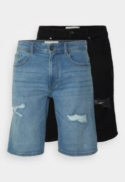 Pier One Unisex 2 Pack - Shorts Di Jeans - Blue/Black Denim -Pier One 07a2a099e2d644ab8c70e05709f387ae