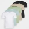 Pier One 5 PackT-Shirt BasicWhite/Beige/Black Uomo T-shirt E Polo PI922O0R0-A11 -Pier One 0ad9552e06f244daa760b92b48f361e0