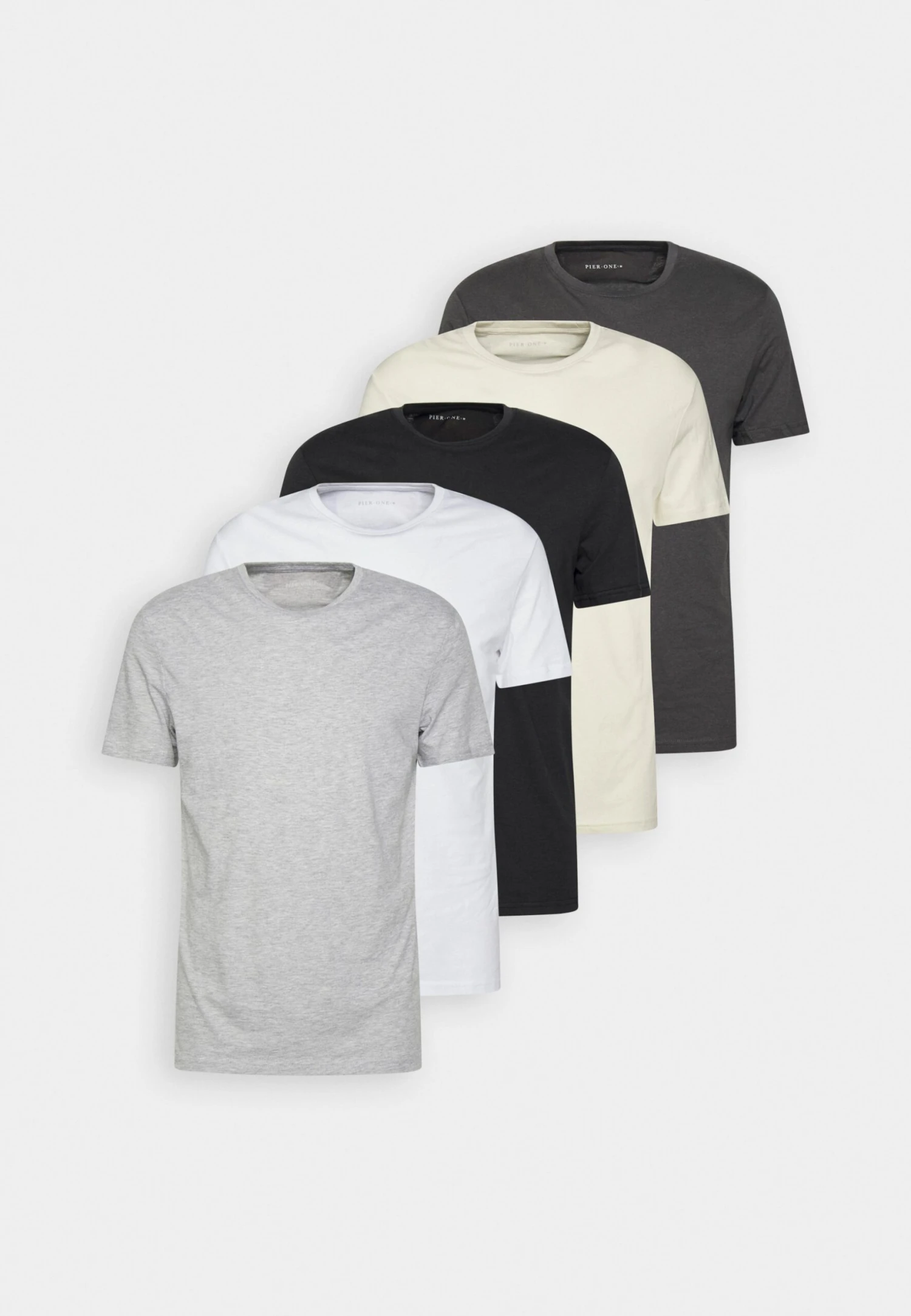 Pier One 5 PackT-Shirt BasicWhite/Off-White/Light Grey/Beige/Black Uomo T-shirt E Polo PI922O0GY-A14 10 Pier One 5 PackT-Shirt BasicWhite/Off-White/Light Grey/Beige/Black Uomo T-shirt E Polo PI922O0GY-A14 - immagine 8