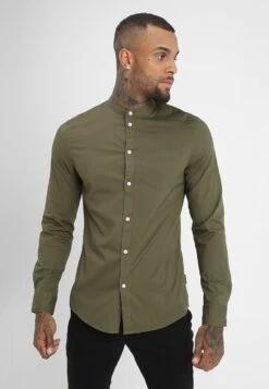Pier One Muscle Fit Stand- Camicia - Oliv