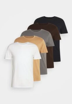 Pier One 5 PackT-Shirt BasicDark Grey/White/Light Brown Uomo T-shirt E Polo PI922O0GY-C13 -Pier One fb54978751344783bd304fd63dd45a3d